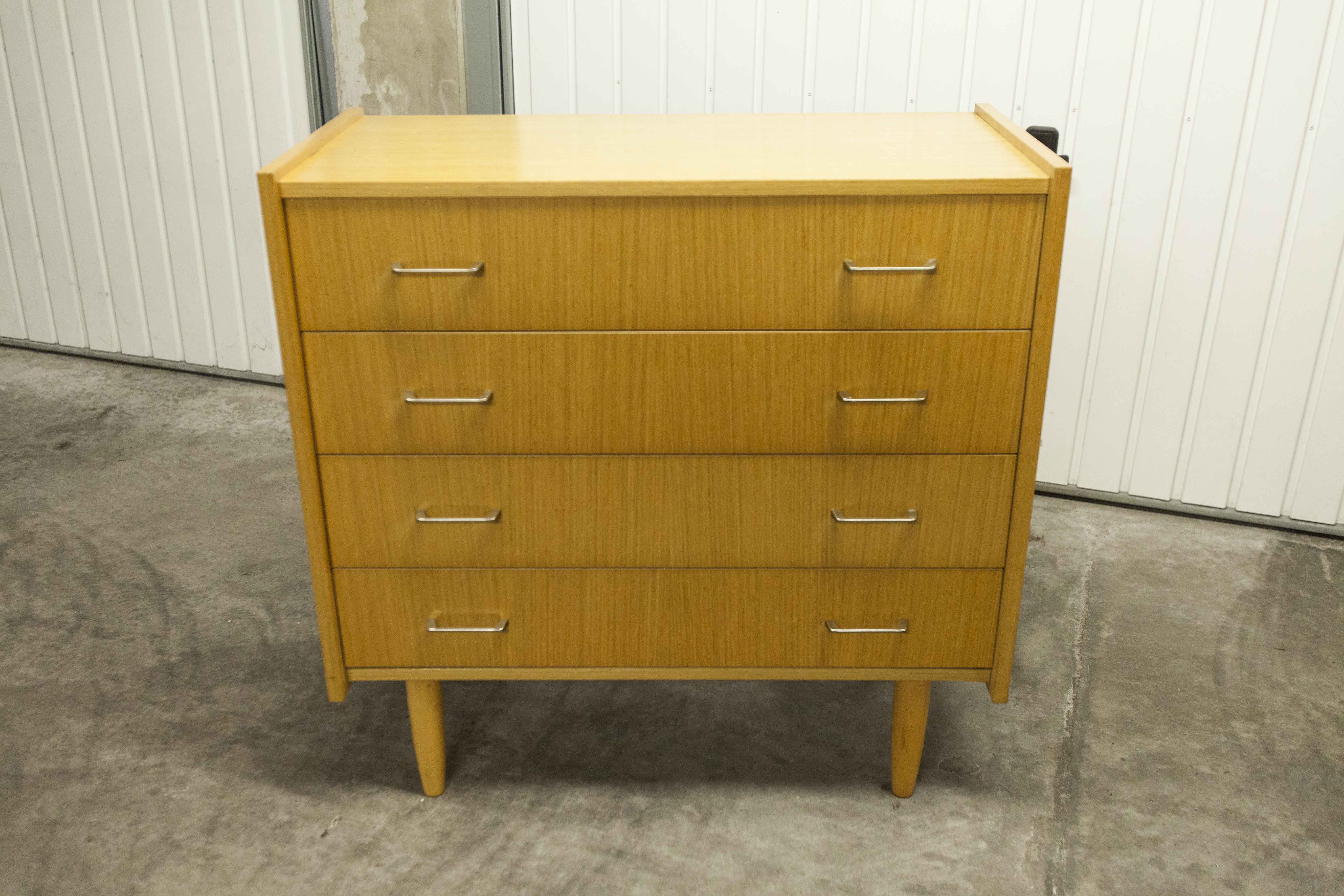 Commode scandinave  4 tiroirs 1990 couleur miel