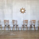 Series of 6 Scandinavian chairs or vintage wooden bistro
