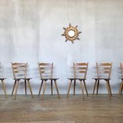 Series of 6 Scandinavian chairs or vintage wooden bistro