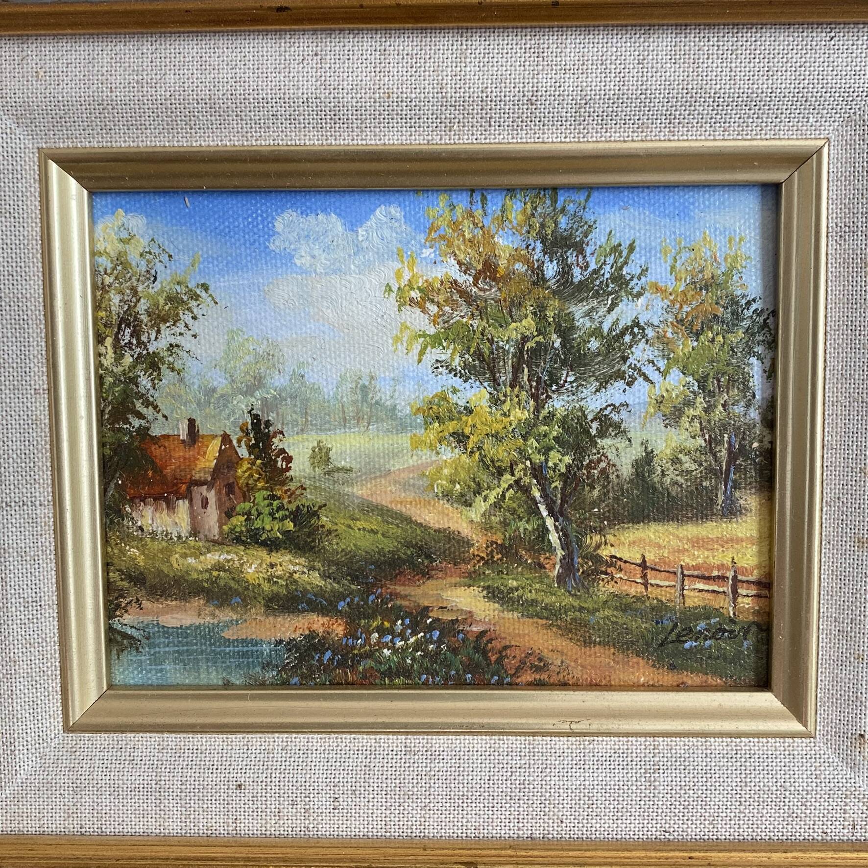 Small framed landscape painting
