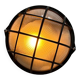 Vintage wall lamp, black metal and ridged glass, France 1980.
