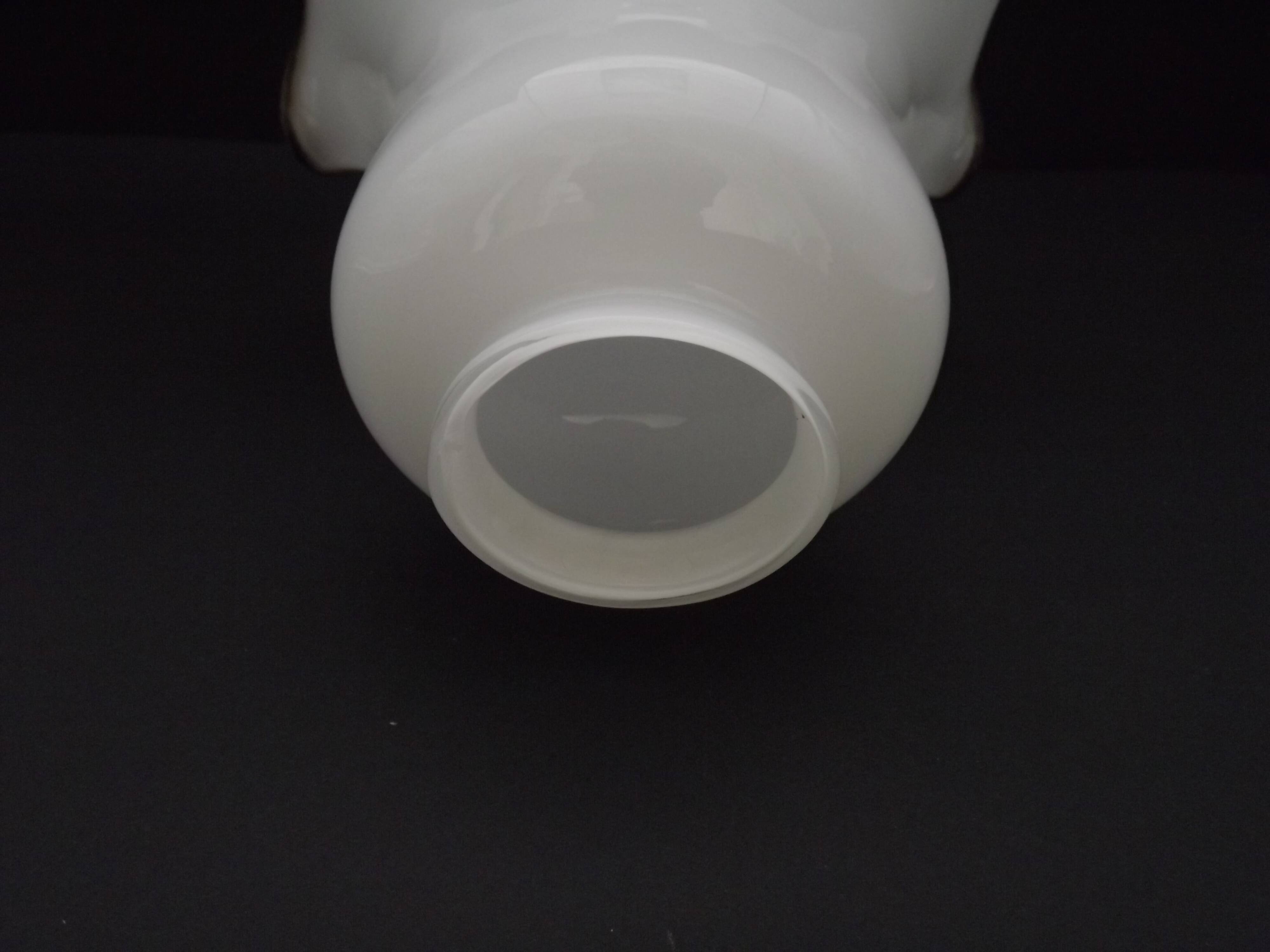 White Opaque Glass Bell Shaped Shade With Contrasting Frilled Edge