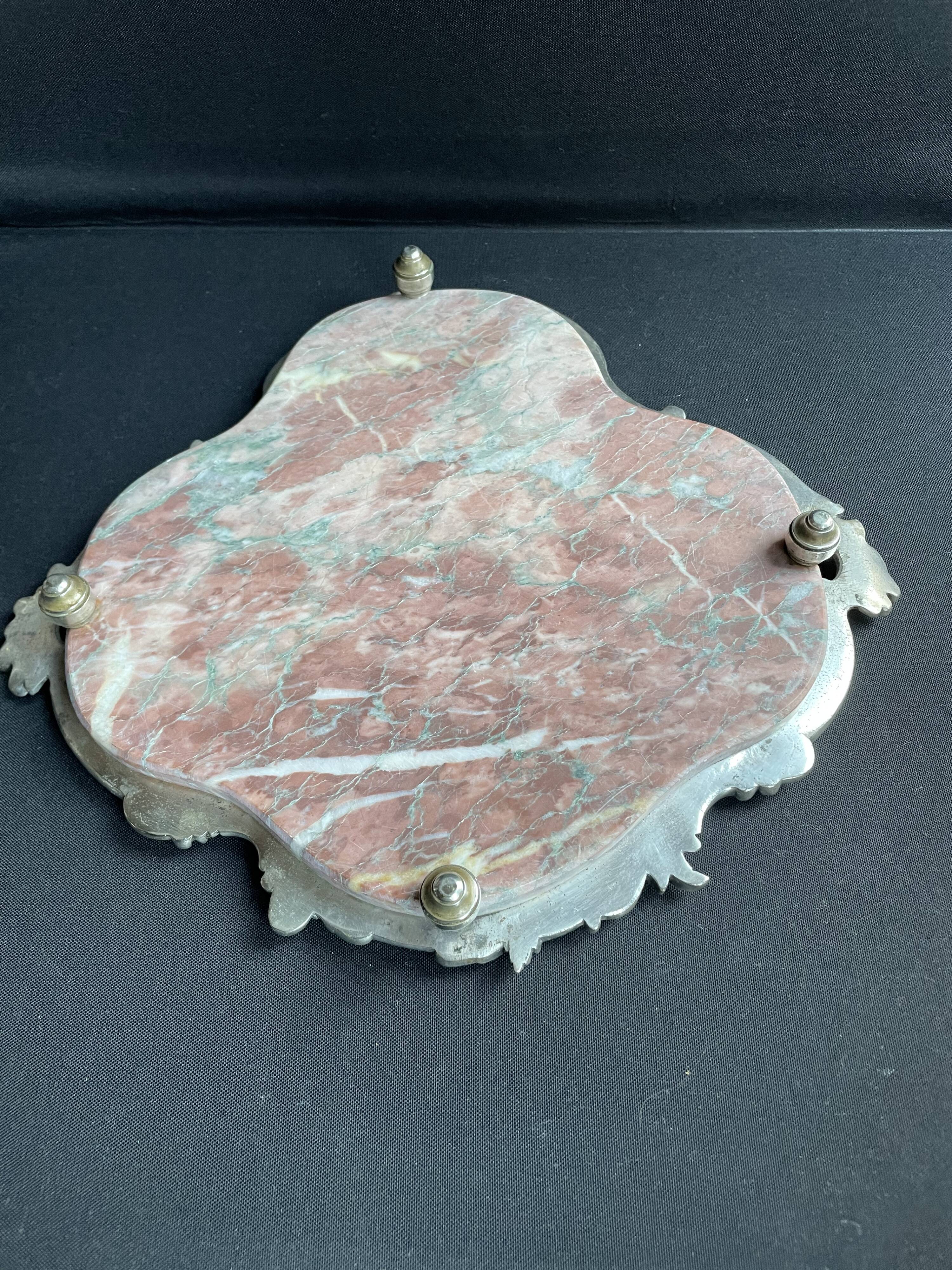 Base or support in marble and bronze silvered Louis XV-Rocaille style