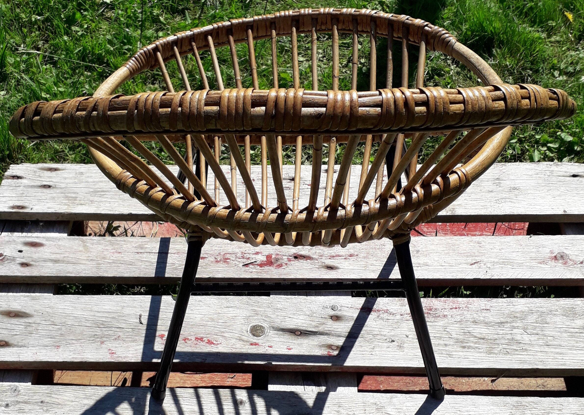 Fauteuil enfant en rotin vintage 60