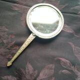 Old hand mirror beveled glass