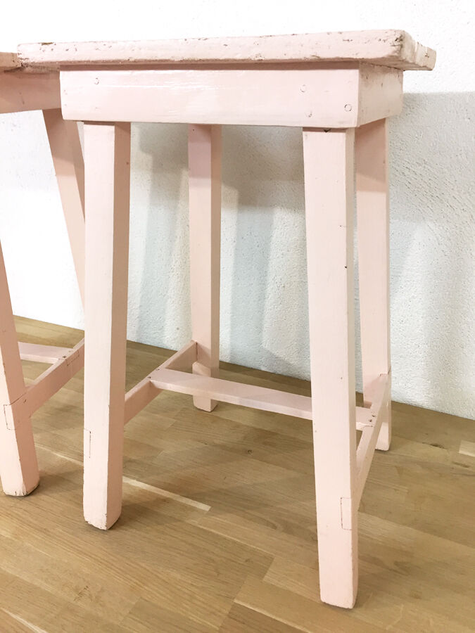 Vintage pink farm stools, 1960