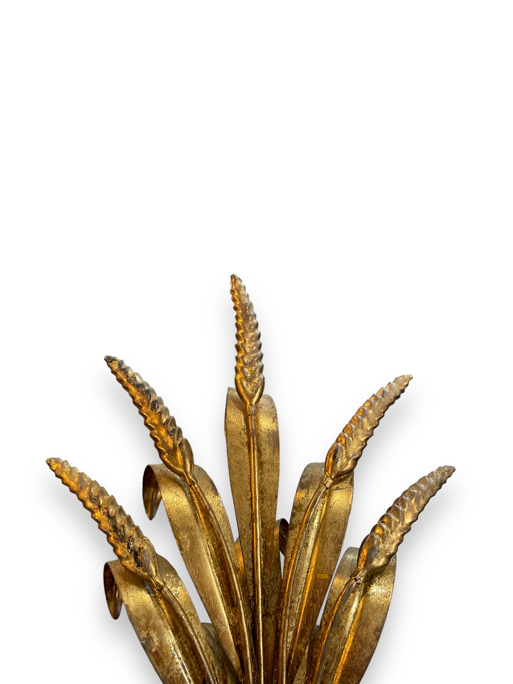 Pair of gilded metal wheat cob sonces