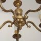French Vintage Mid Century Bronze 5 Light Traditional Style Chandelier