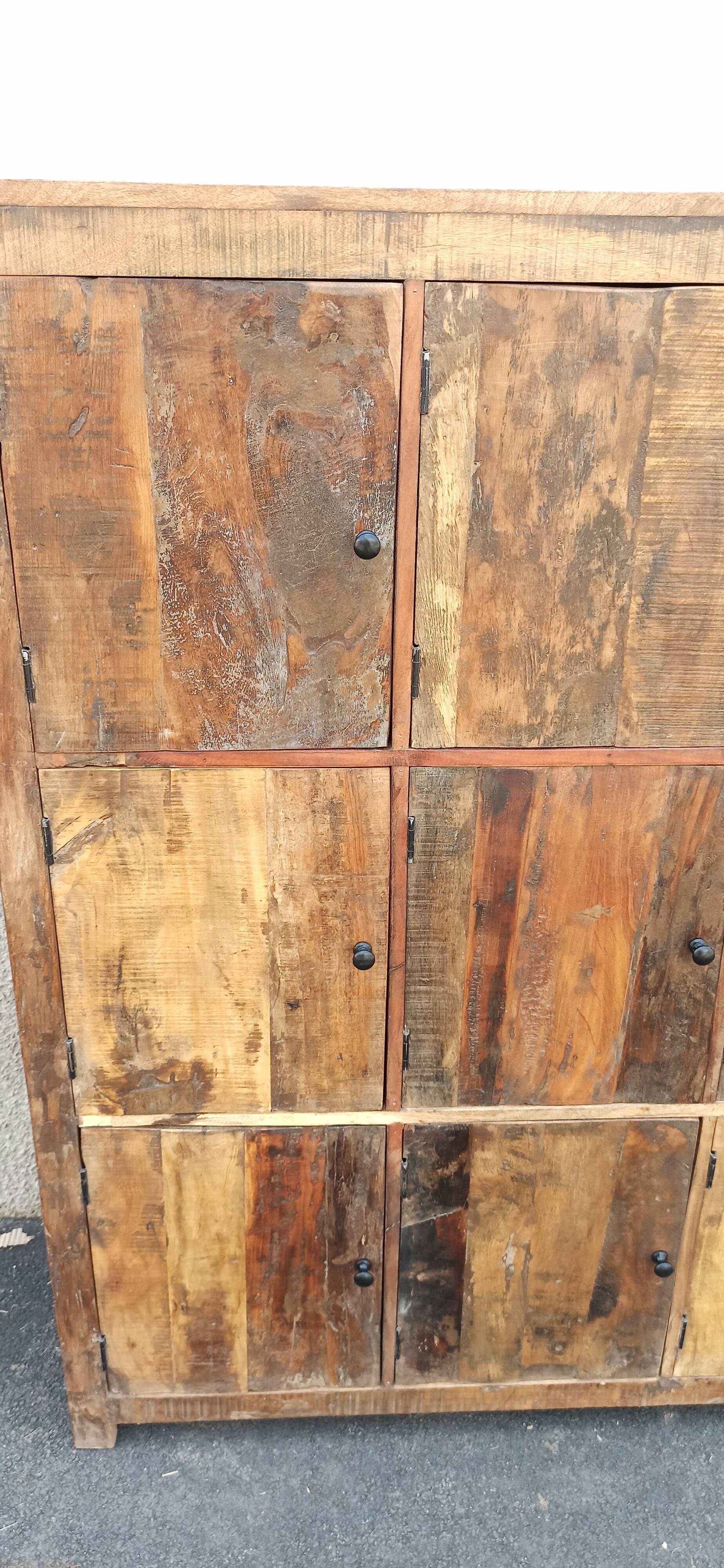 Nine-door wardrobe in old wood