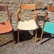 Set of 3 bridge chairs with tapered legs from the 1950s/60s.
