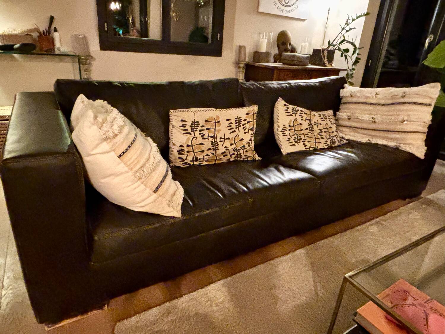 3-seater canapé in glazed calf leather