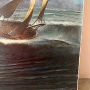 Marine, modern school, oil on canvas signed Van Ingelgam 1974