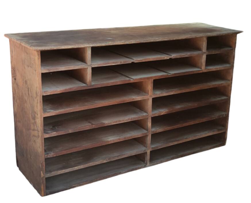 Old small cabinet with lockers, trade furniture