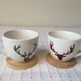 Lot de 4 tasses motif cerf