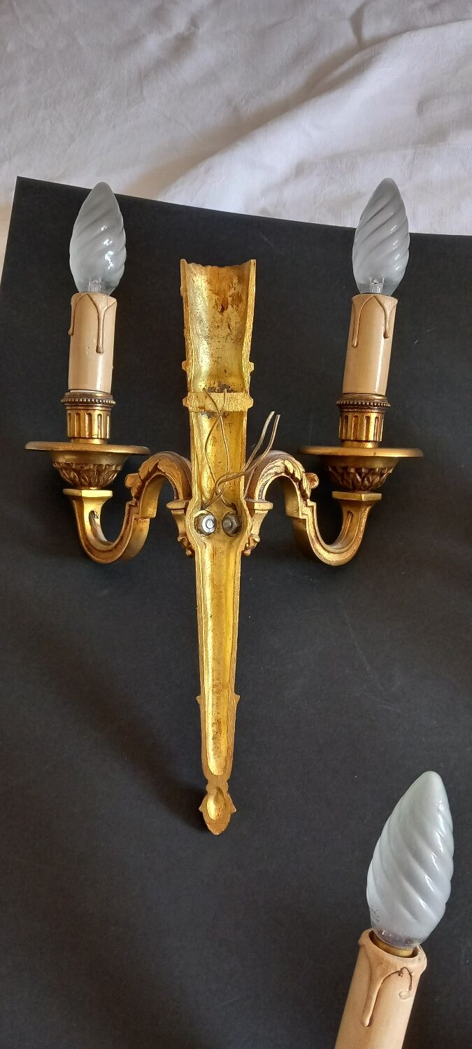 3 appliques murale bronze doré
