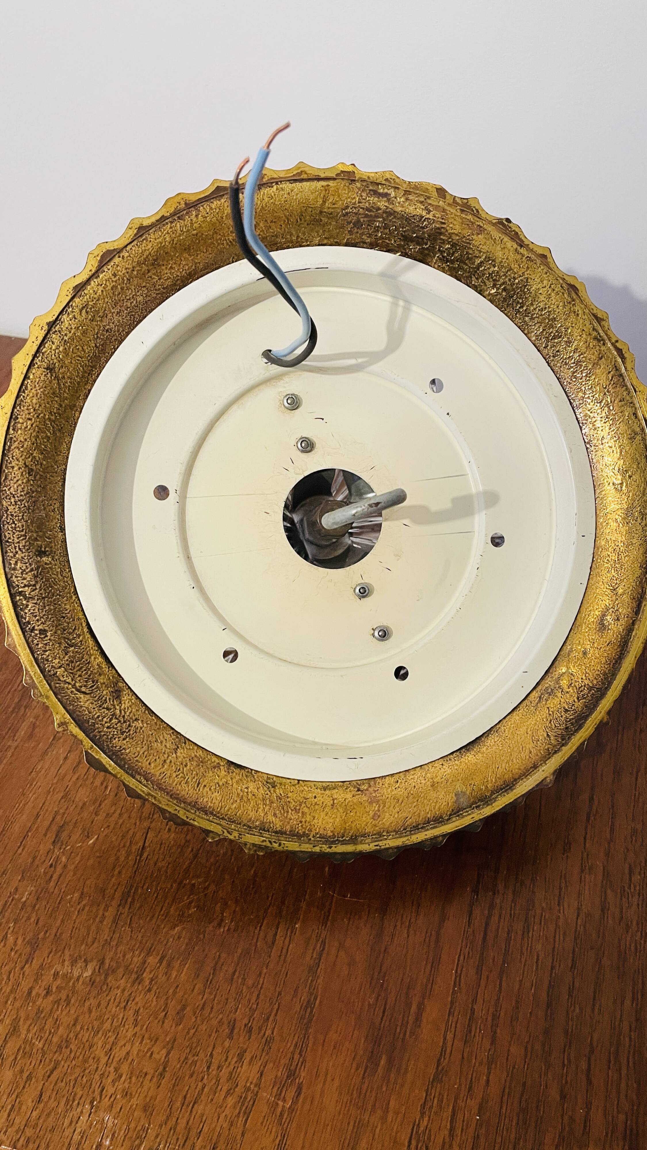 Cut crystal ceiling light with a brass frame