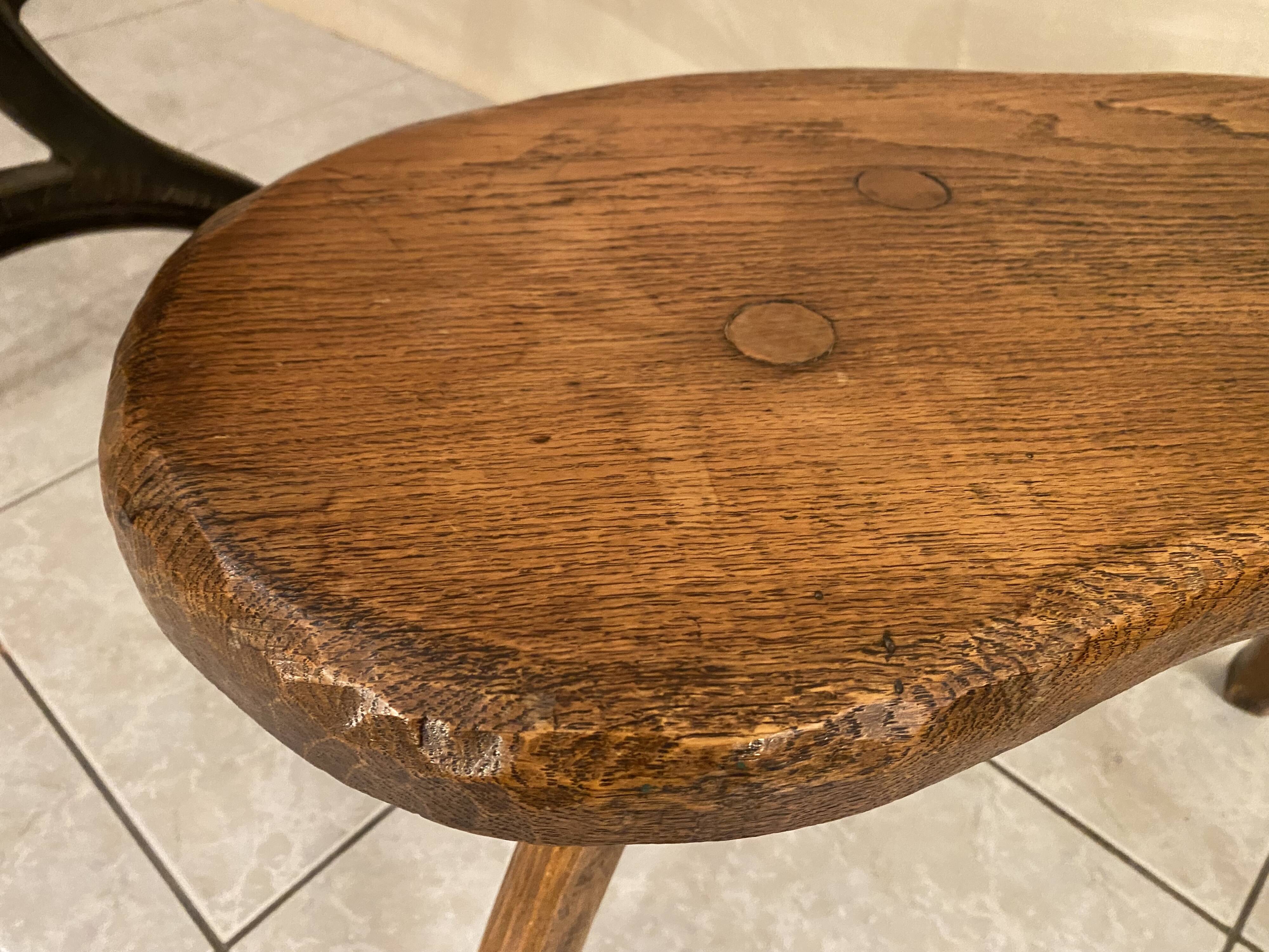 Small brutalist solid wood bench