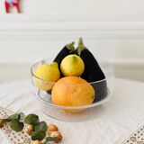 Large Scandinavian glass and wood salad bowl BLOMBERG GOTENE SWEDEN