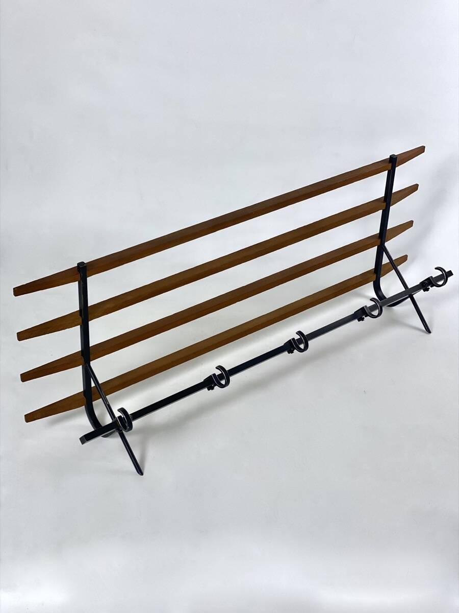 Coat rack 1950 metal and vintage wood
