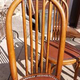 6 chaises Baumann en bois et simili cuir