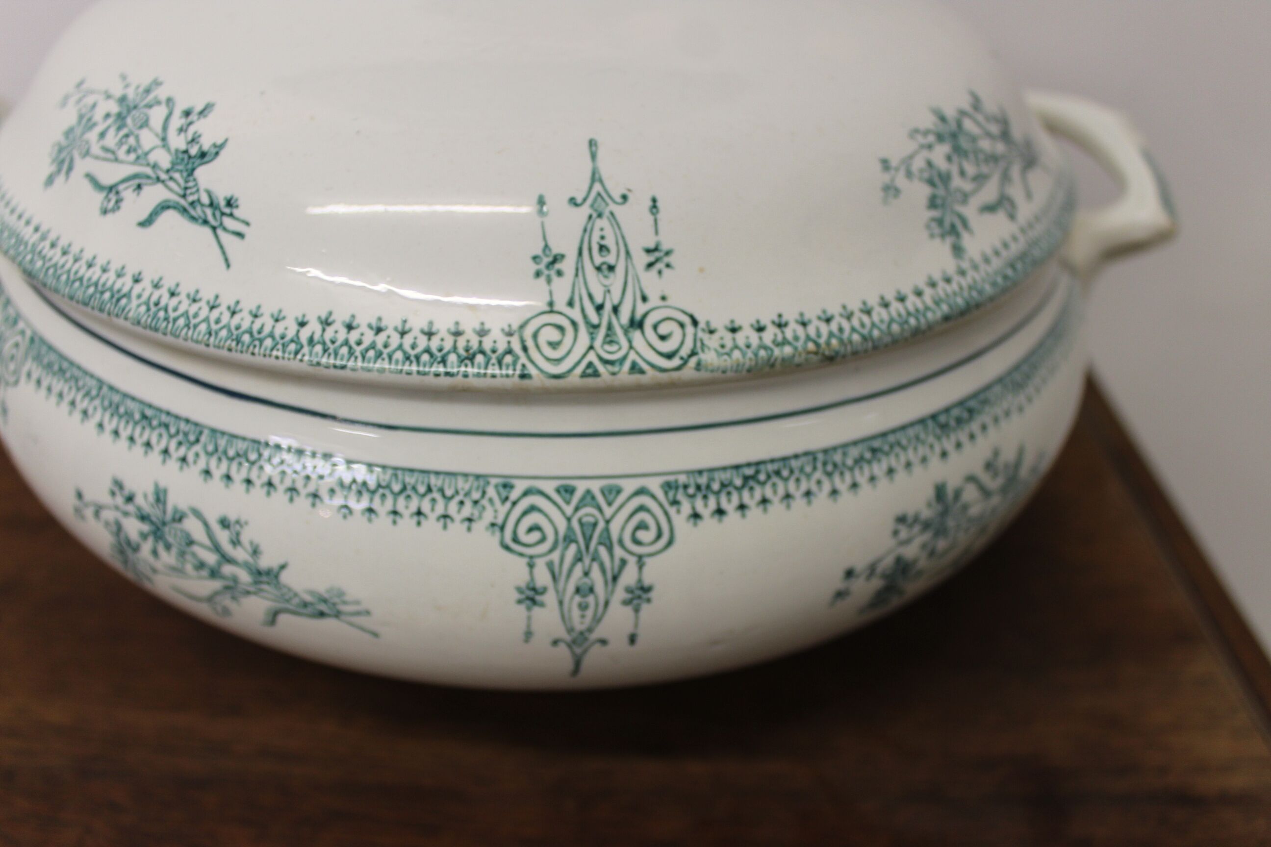 Old blue patterned soup