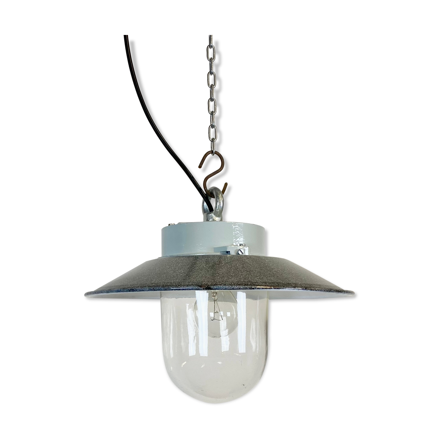 Vintage factory hanging lamp, 1970s