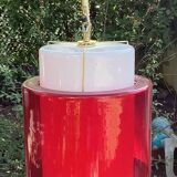 Red and white glass chandelier