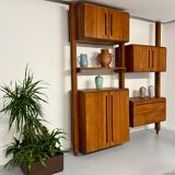 Antique modular shelf in solid French elm from the 60s, vintage