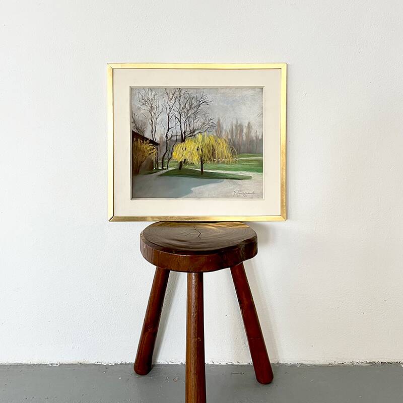 Painting "Old tree", Yvonne Fourgeaud, 1976, Pastel