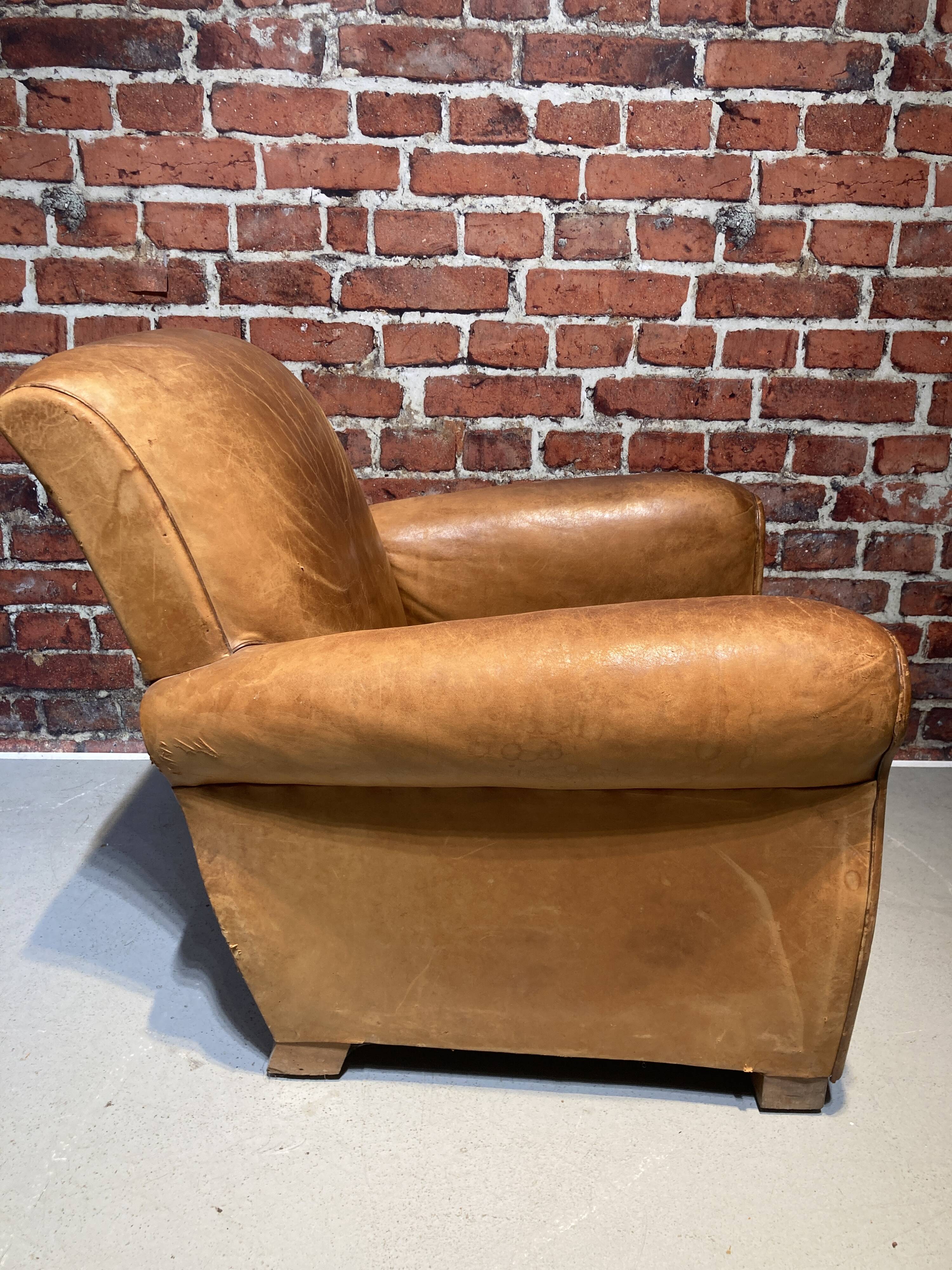 Brown leather armchair