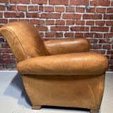 Fauteuil en cuir marron