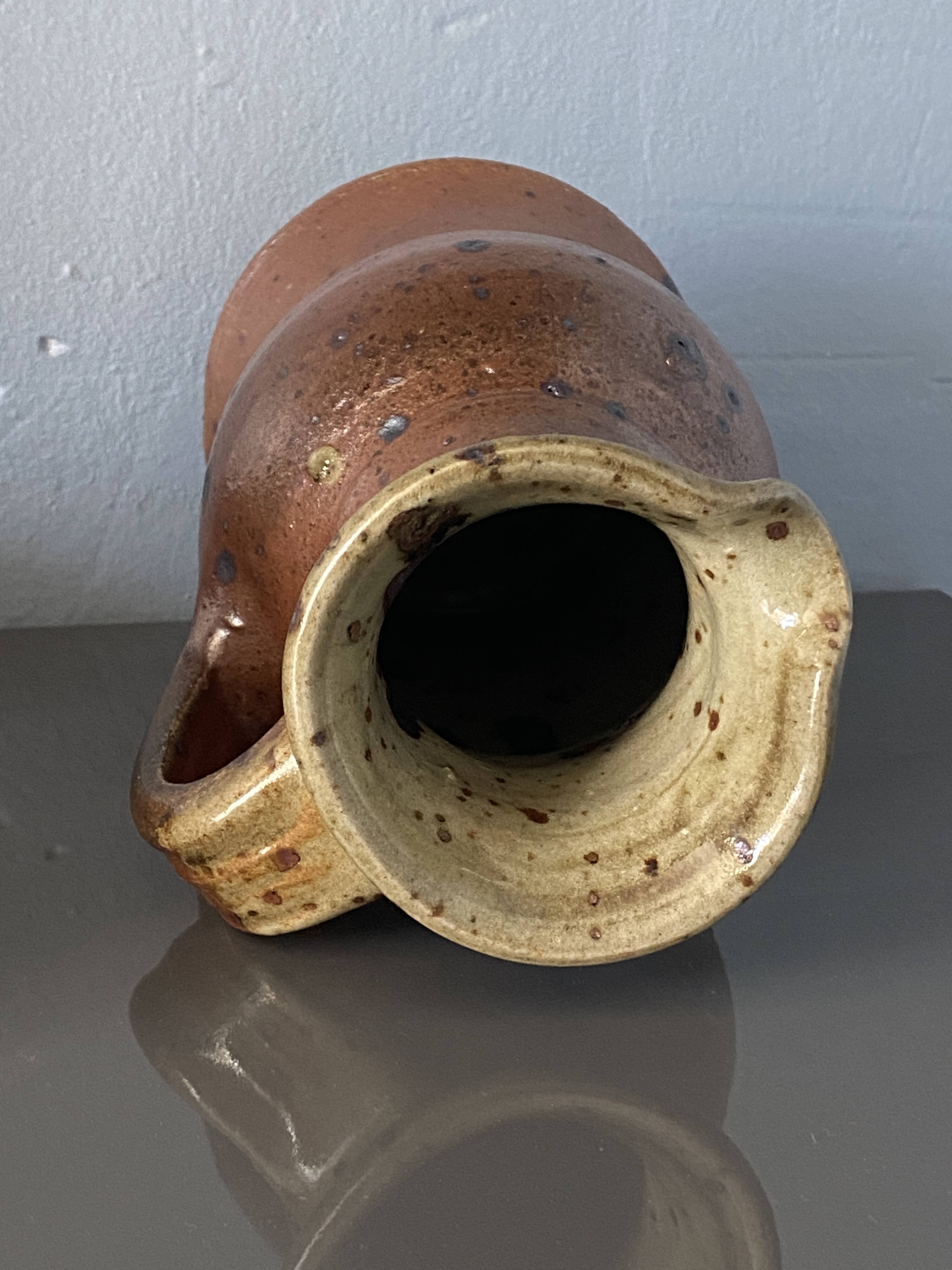 Pitcher / jug / vase in pyrite stoneware signed Pierre Digan La Borne 1960