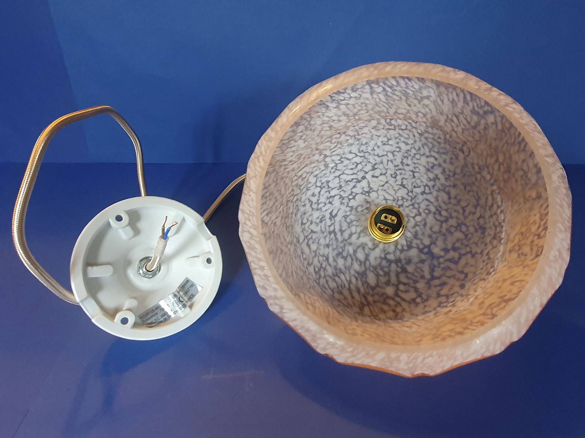 Art Deco pendant lamp from the 30s and 50s, vintage France - newly electrified