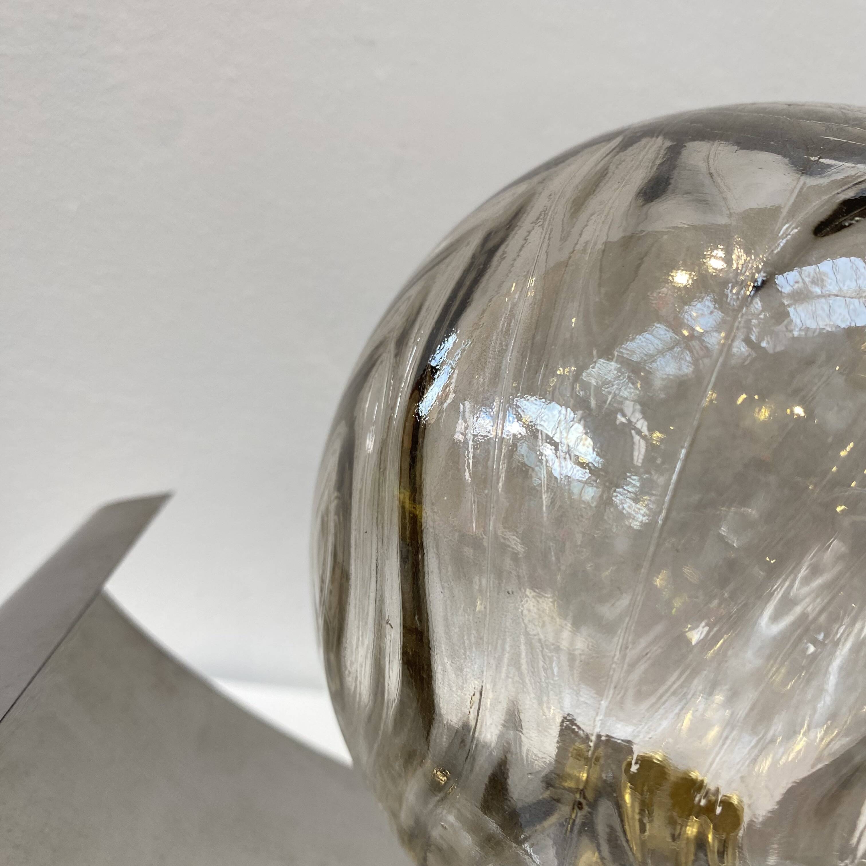 70s chrome and smoked glass wall light
