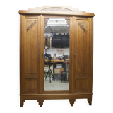 Art Deco carved oak wardrobe - Flemish workshop circa 1930
