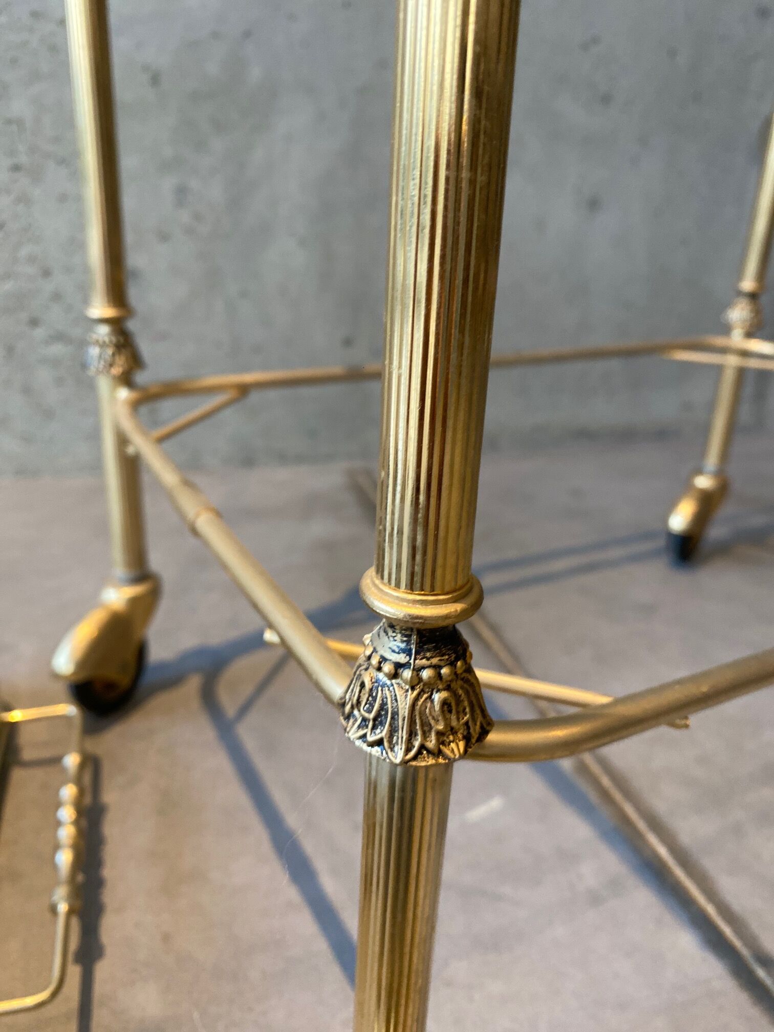 Gilded brass table and glass