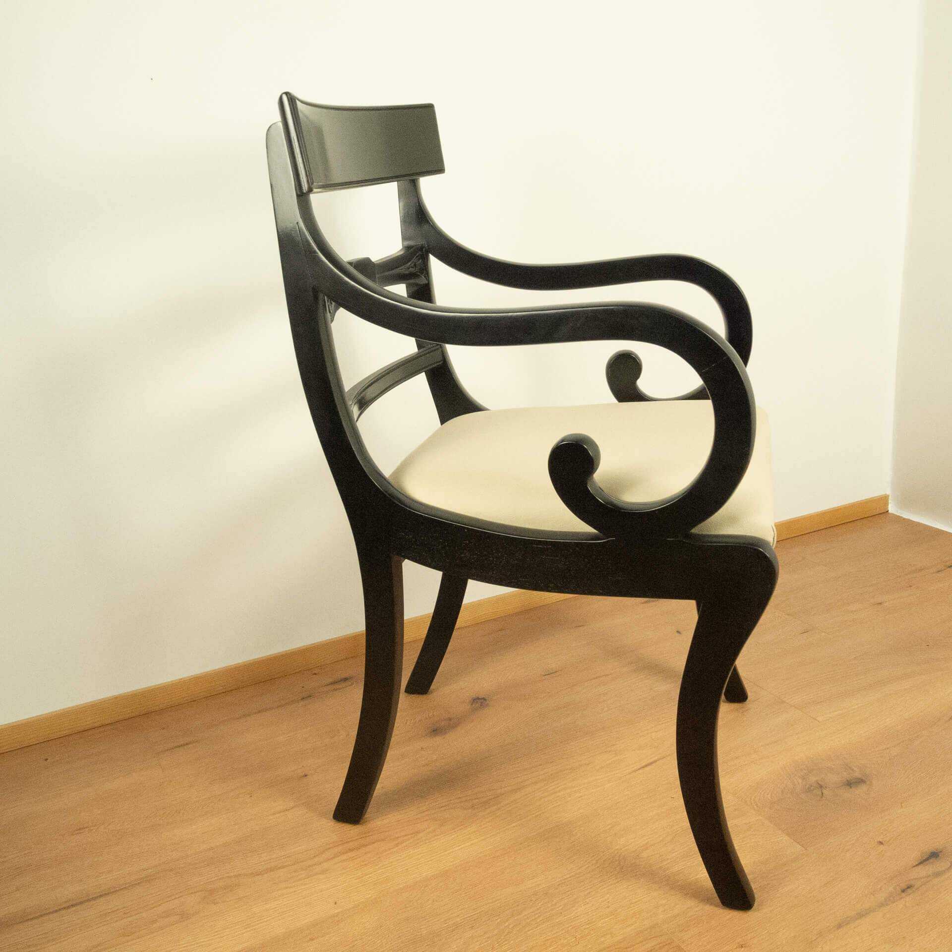 Armchair by G.T. Rackstraw, mahogany stained black, vintage from England
