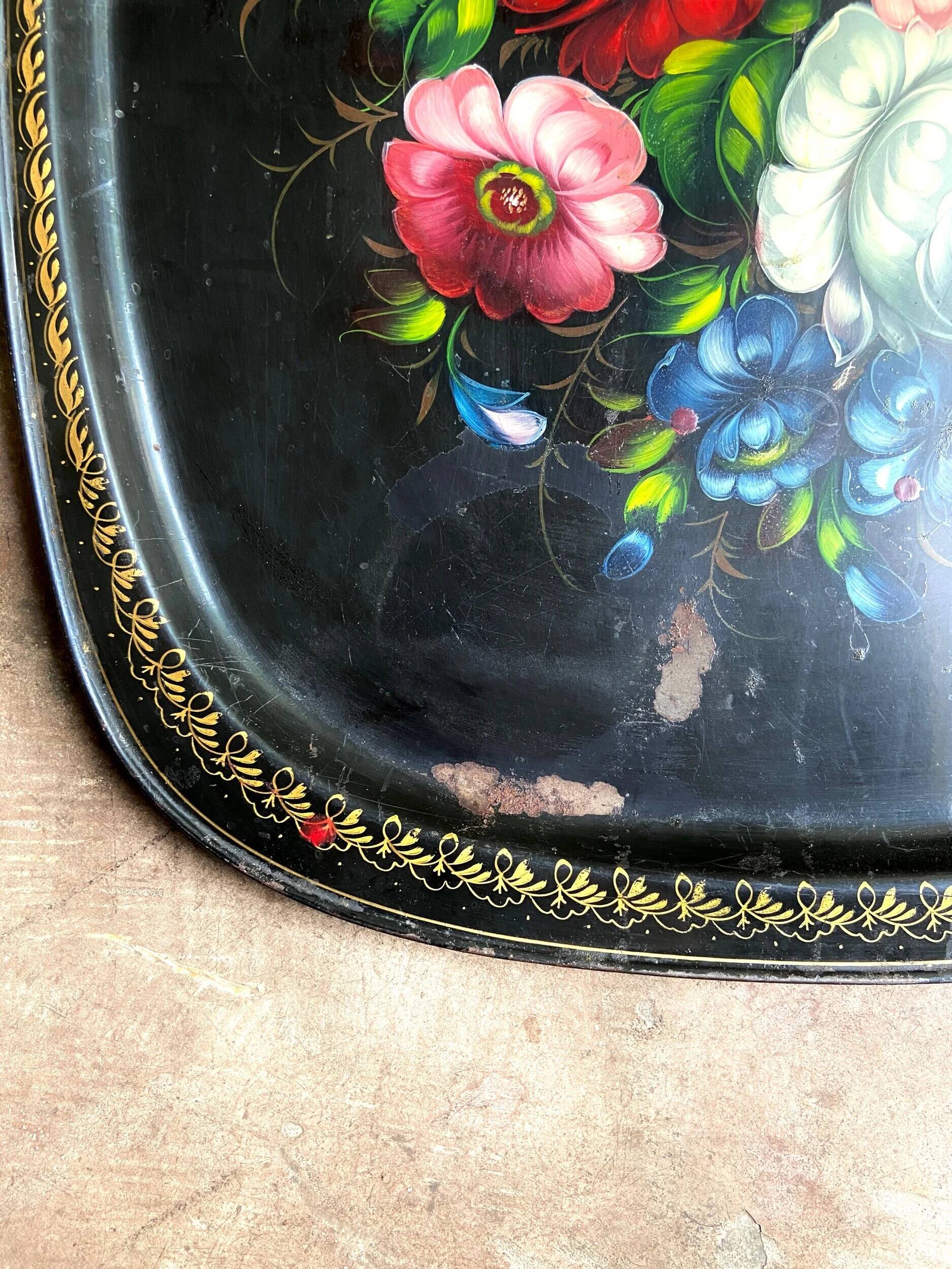 Jostovo hand-painted metal serving tray