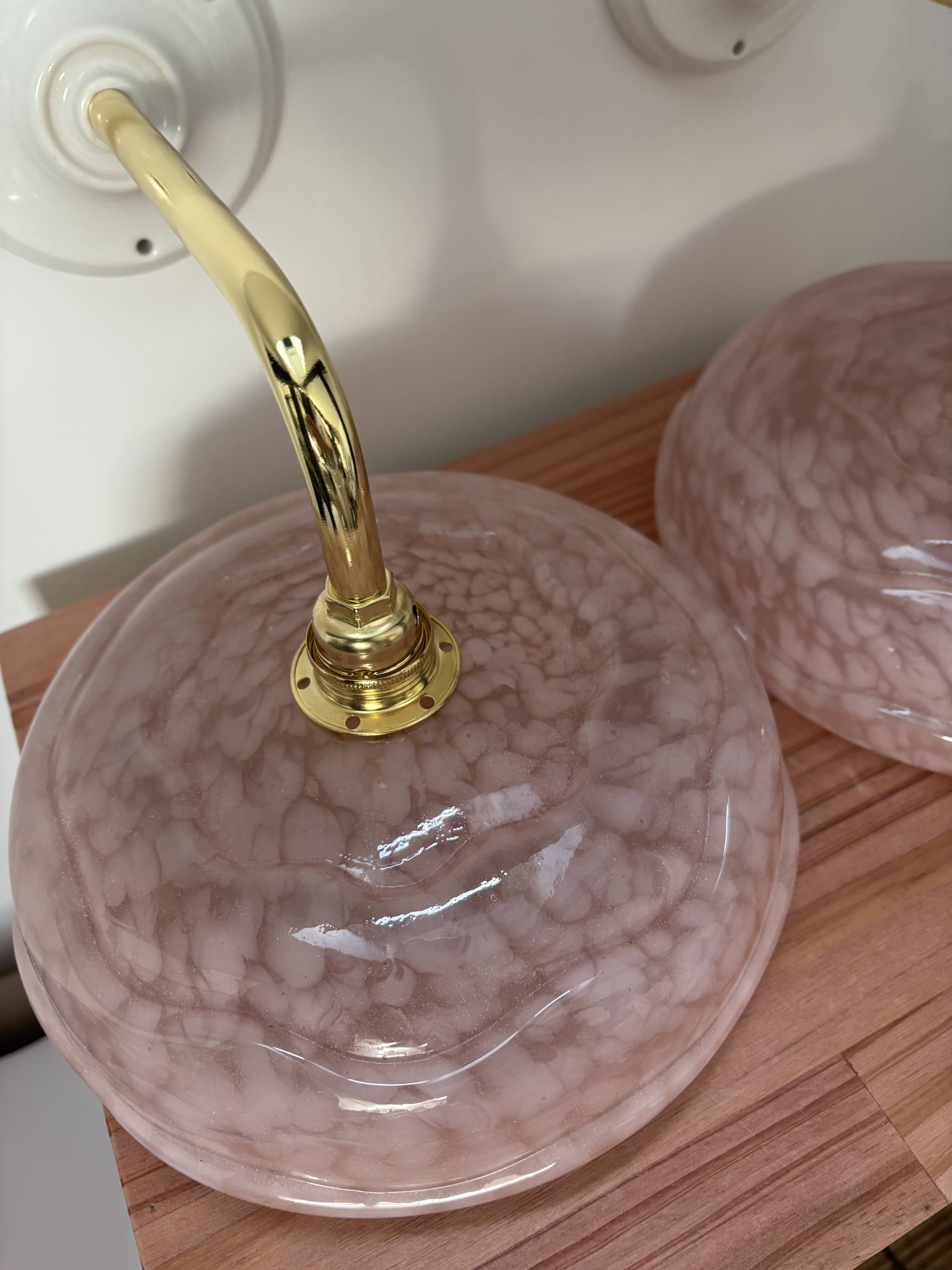 Pair of Art Deco speckled glass sconces