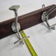 Art Deco wall rack in metal and wood, 3 hooks, 47 cm