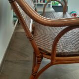 Vintage -Braided rattan sofa - chevron pattern