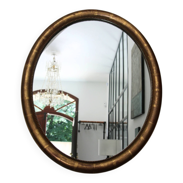 Miroir ovale bois doré médaillon Napoléon III