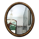 Oval mirror with gilded wood, Napoleon III medallion.