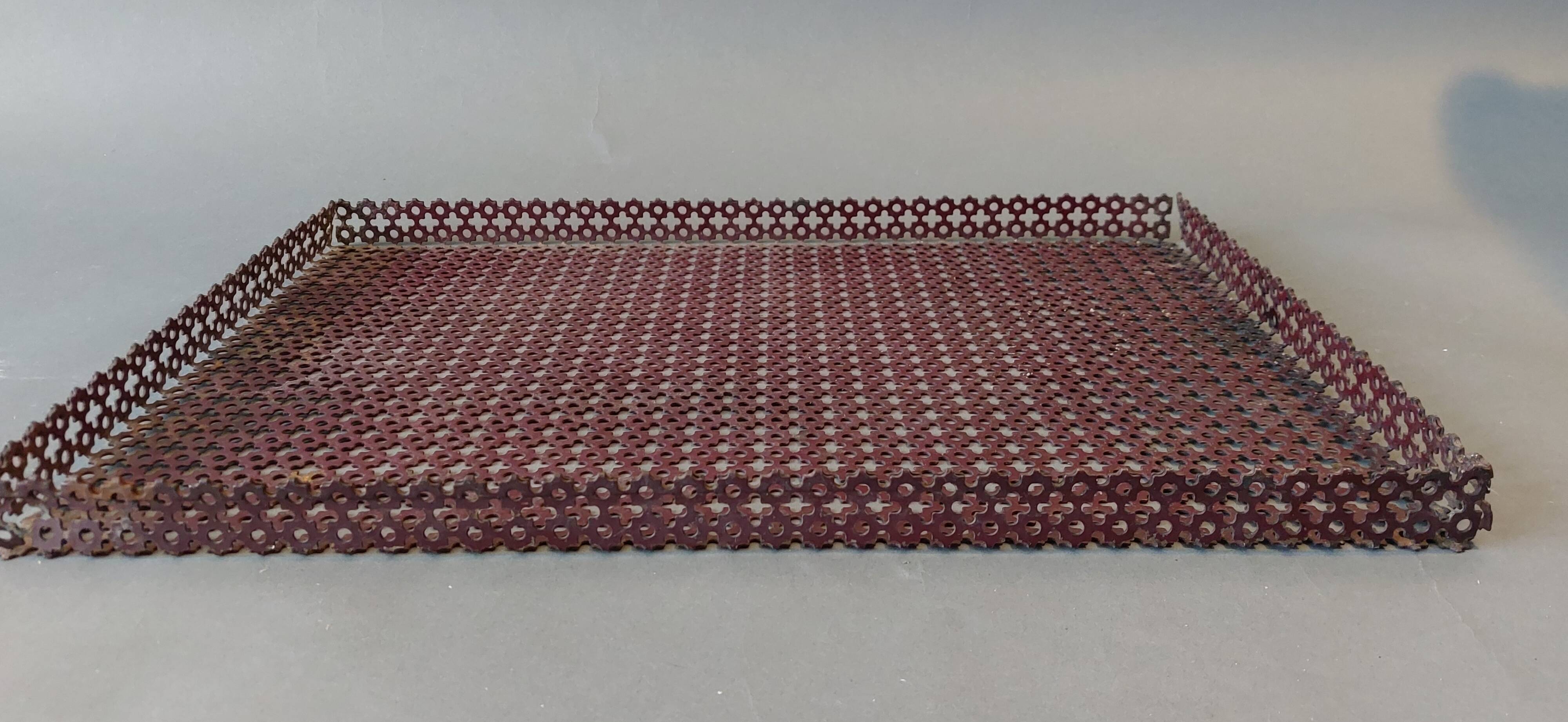 Especially table tray in perforated metal 1950.