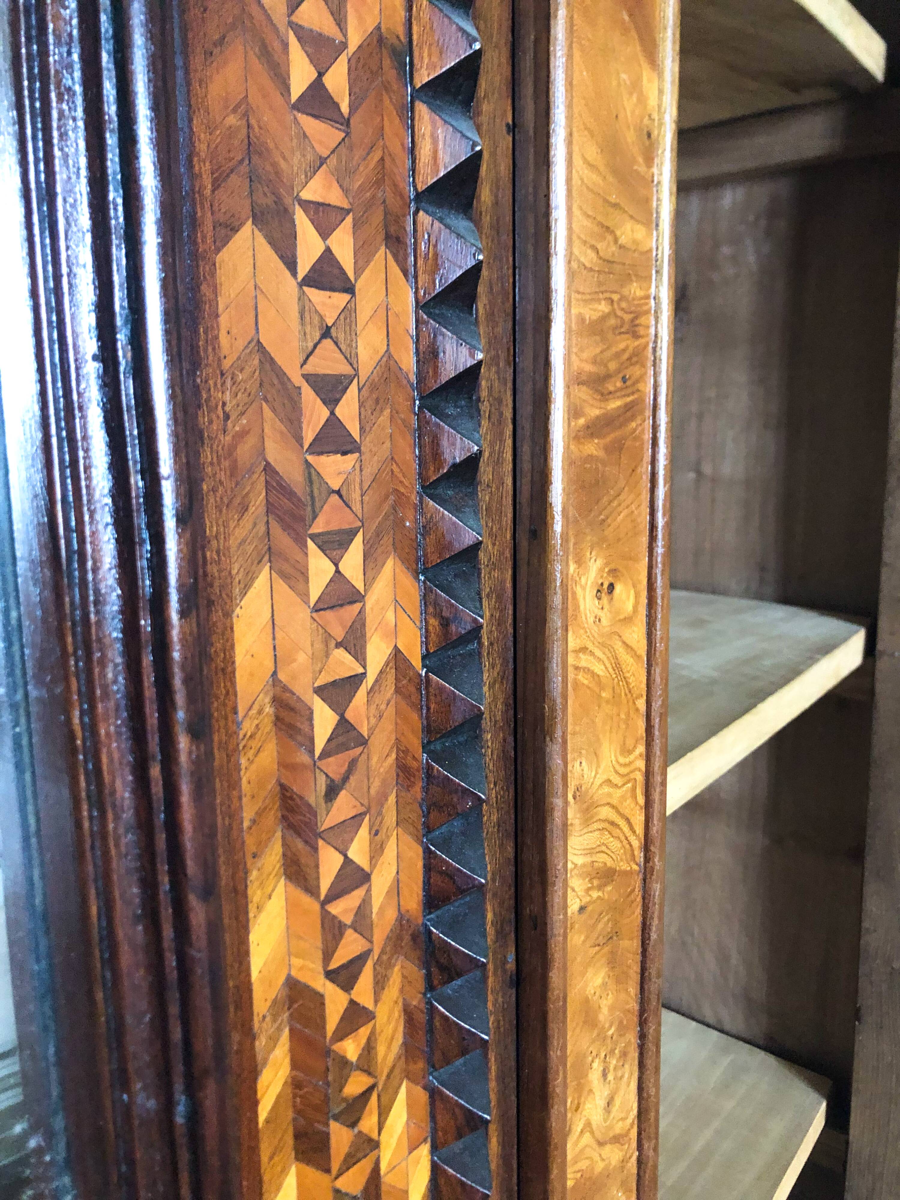 Unique model craftsman's cabinet, cabinetmaker's cabinet, 3-door cabinet, French marquetry furniture