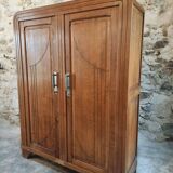 French Art Deco Wardrobe – 1930s – Solid Beech Storage
