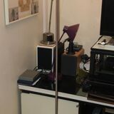 Discreet brushed metal floor lamp