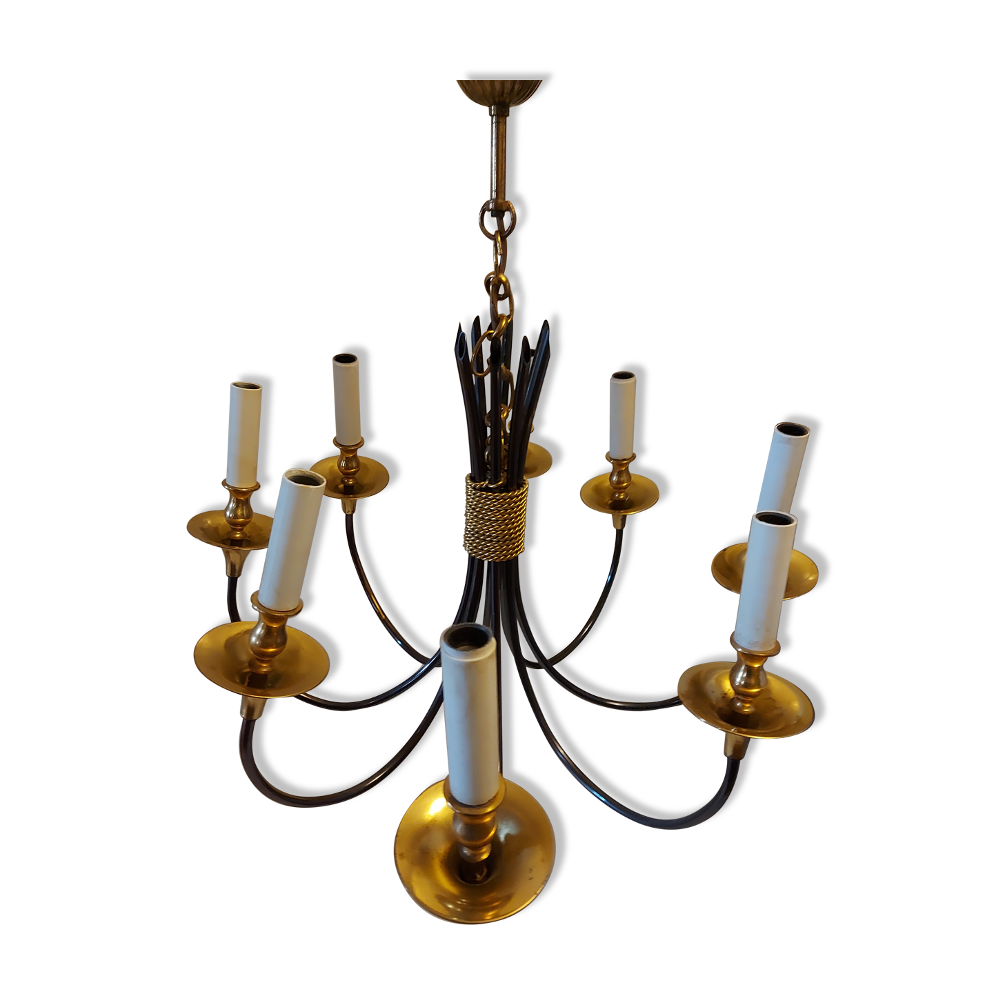 Chandelier design 8 gold brass metal lights