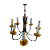 Lustre design 8 feux  métal en laiton doré