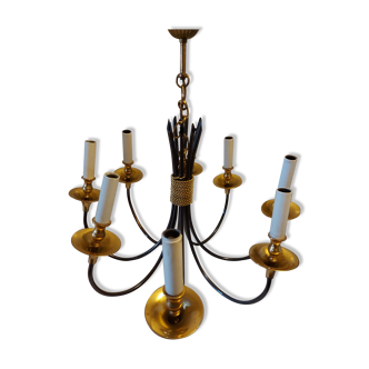 Chandelier design 8 gold brass metal lights